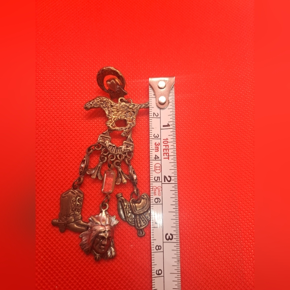 Vintage Wild West Cowboy Riding Buffalo Charms Fun Dangle Post Earrings - Picture 9 of 11